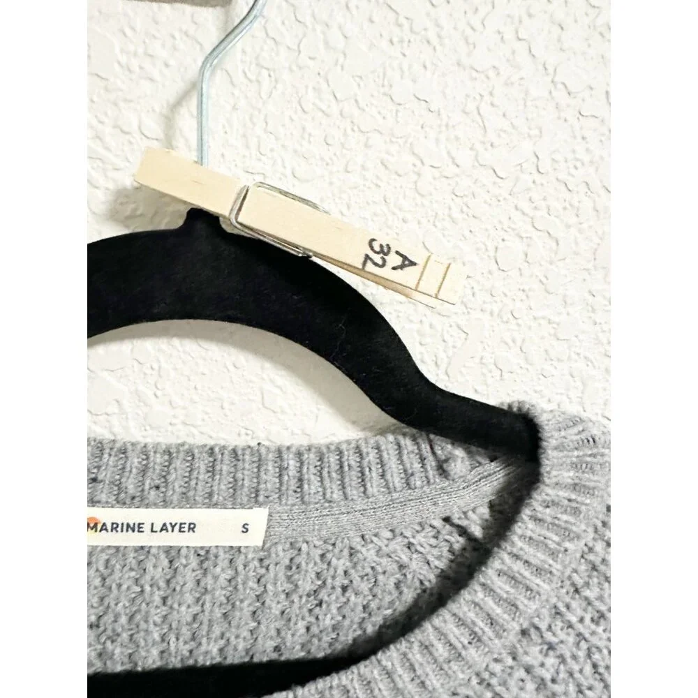 Marine Layer Womens Delaney Pullover Sweater Wool Blend Mid Heather Grey Small